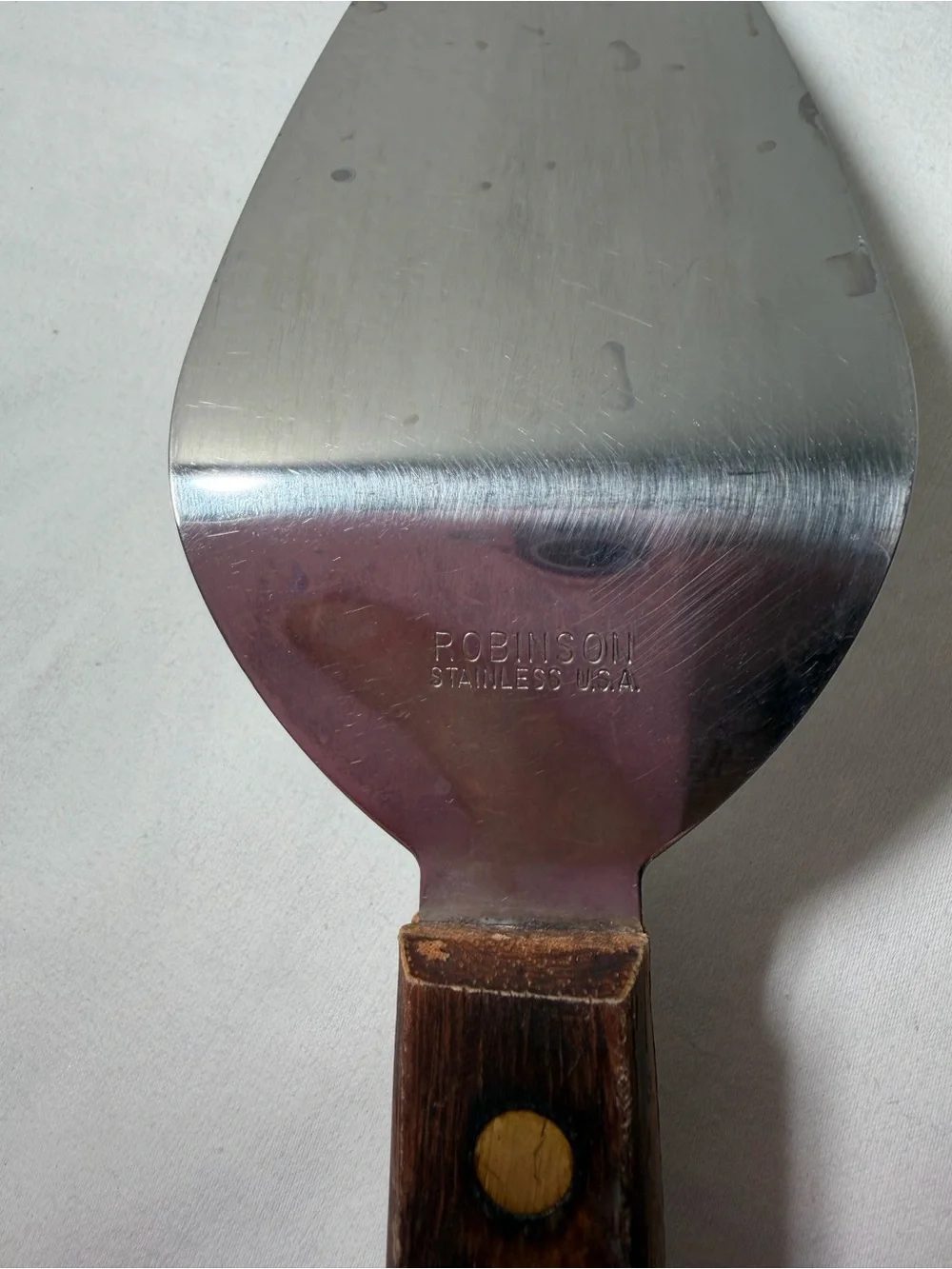 Robinson Stainless USA Vintage Cake/Pie Server Slice Wood Handle 9in
